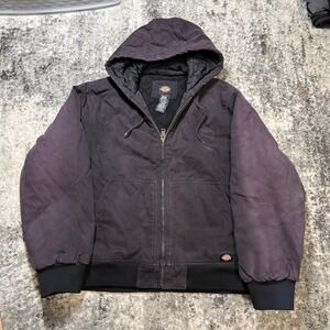 Dickies‎ Mens 2XL Black Duck Canvas Hooded Work Jacket Quilted Lined Vintage